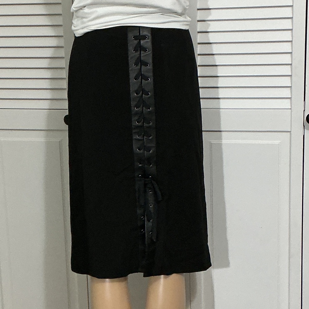 Black Laced back Midi Skirt